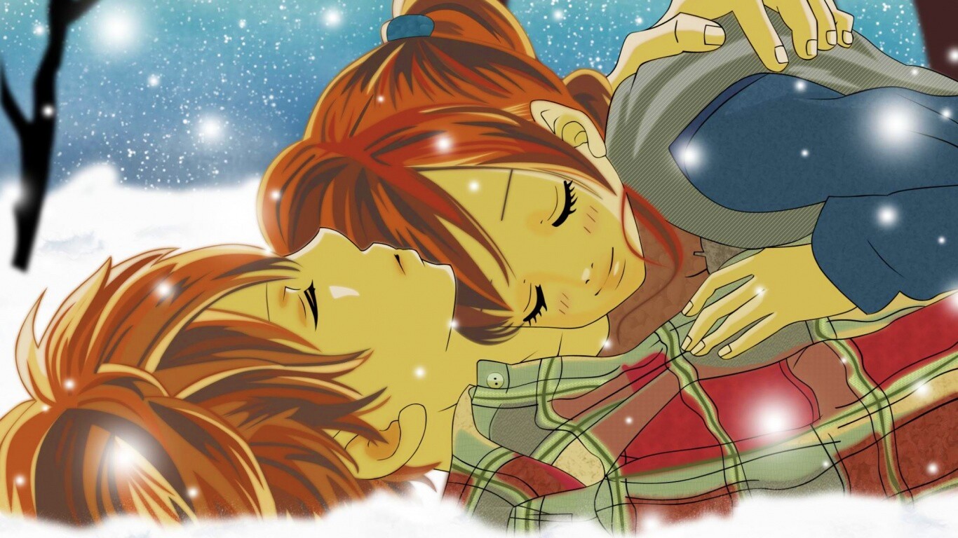 Двое на снегу из Bokura Ga Ita обои