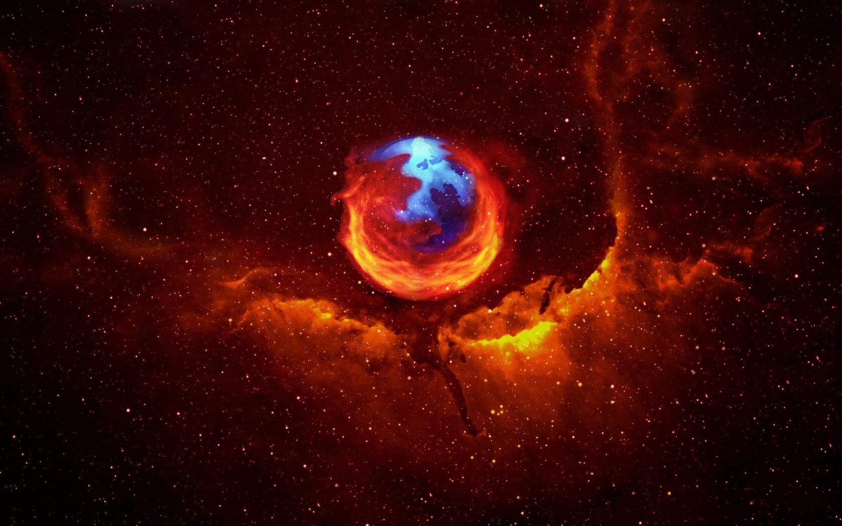 Firefox в космосе обои