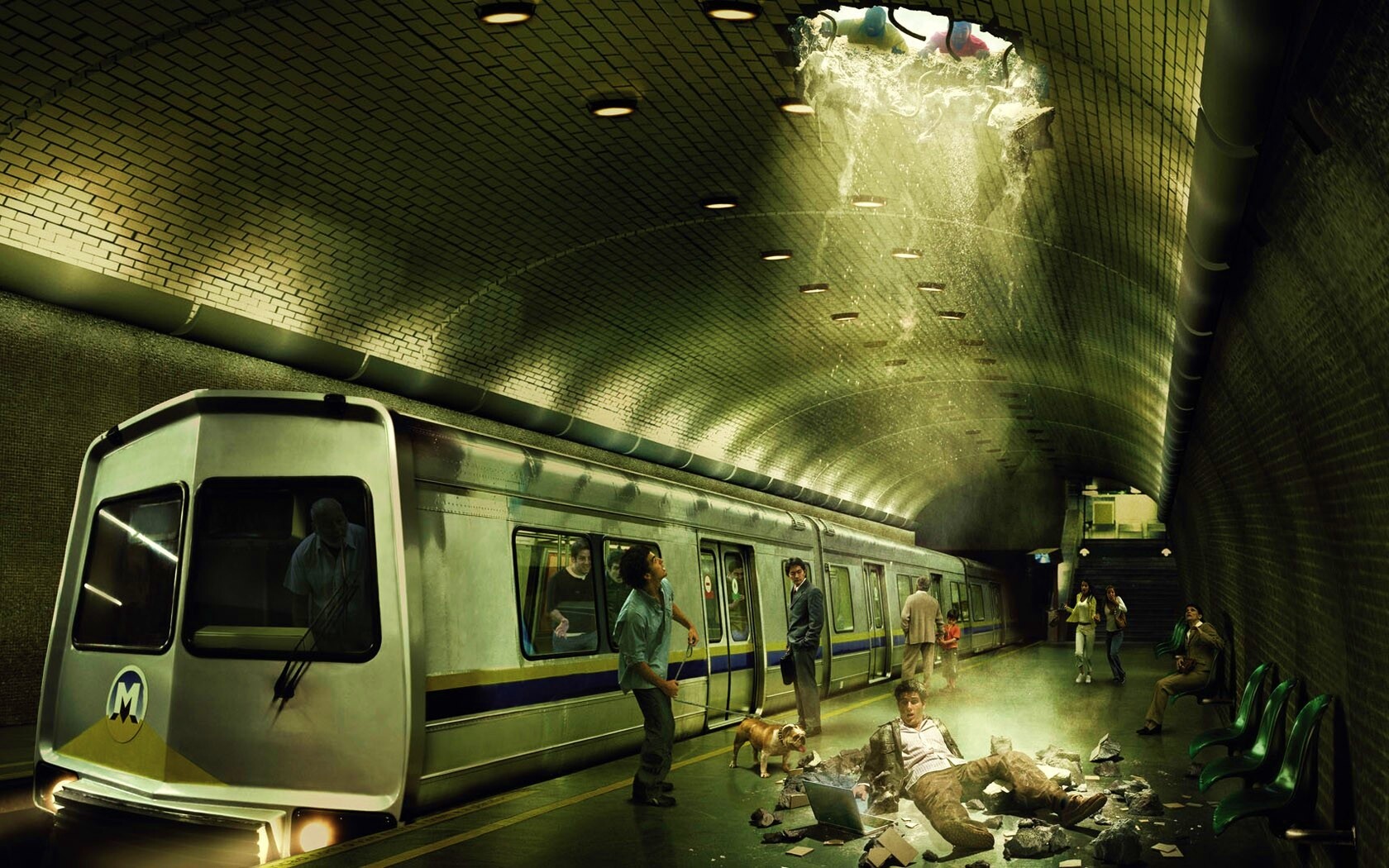 Провалившийся в метро обои