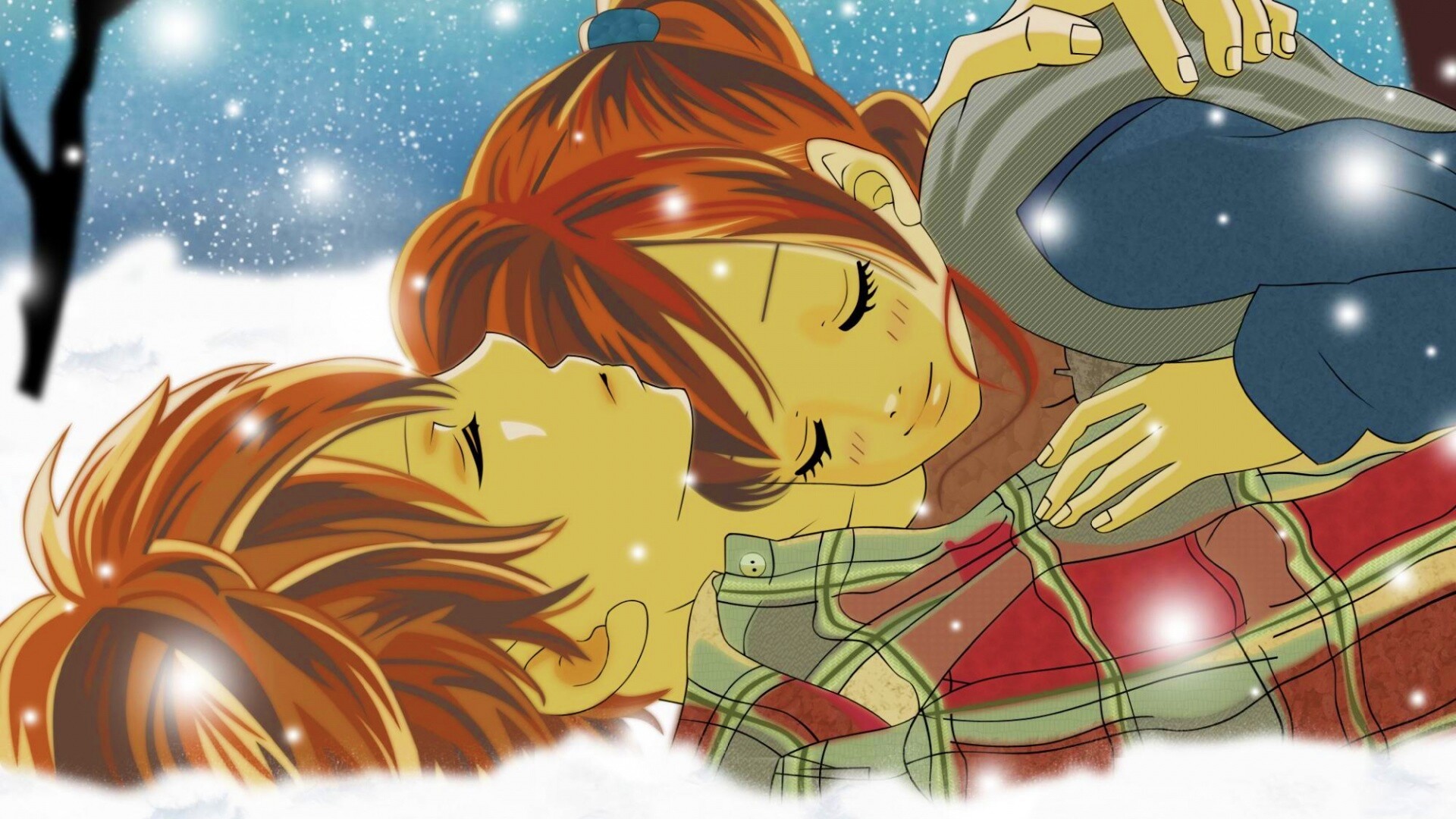 Двое на снегу из Bokura Ga Ita обои