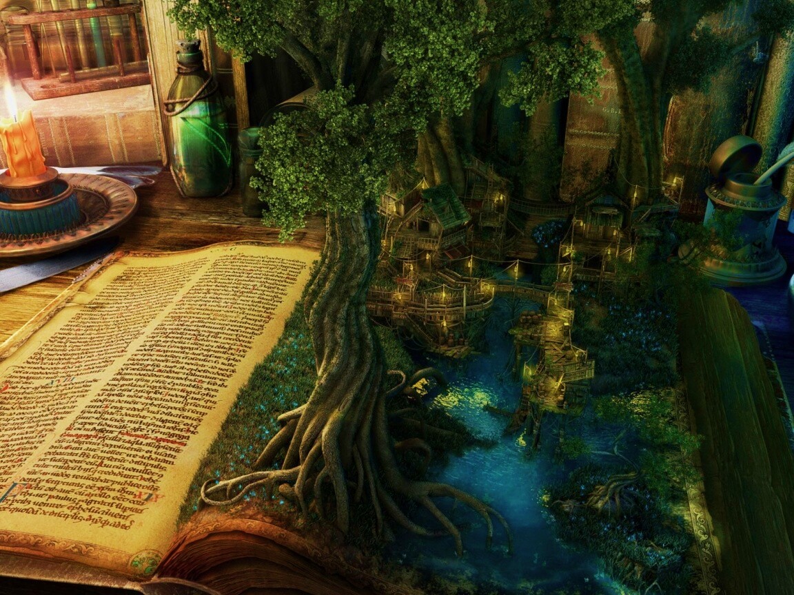 Волшебный мир на страницах книги обои