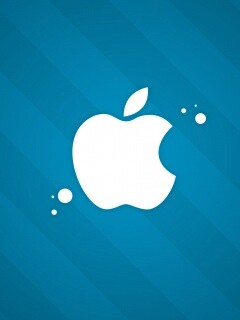 Логотип Apple на фоне голубых полос обои