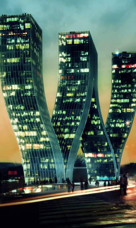 Здание в форме буквы W обои