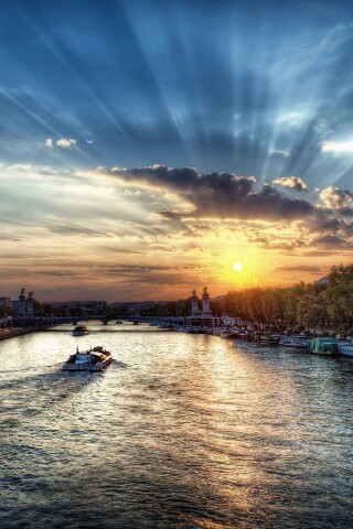 Закат над парижем HDR обои