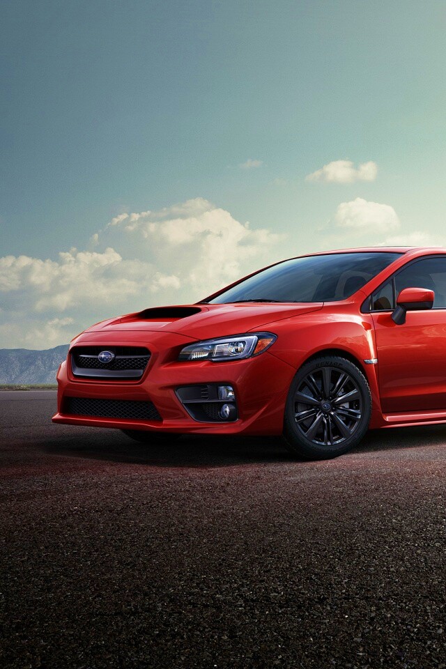 Subaru WRX на пустынной трассе обои