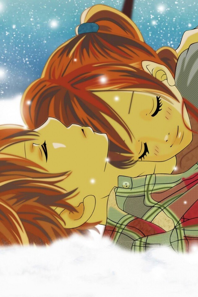Двое на снегу из Bokura Ga Ita обои