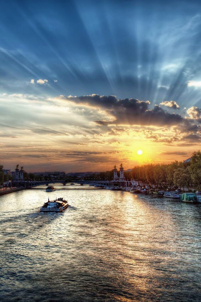 Закат над парижем HDR обои
