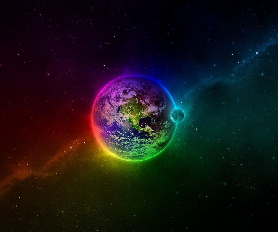 Земля в радужном ореоле обои