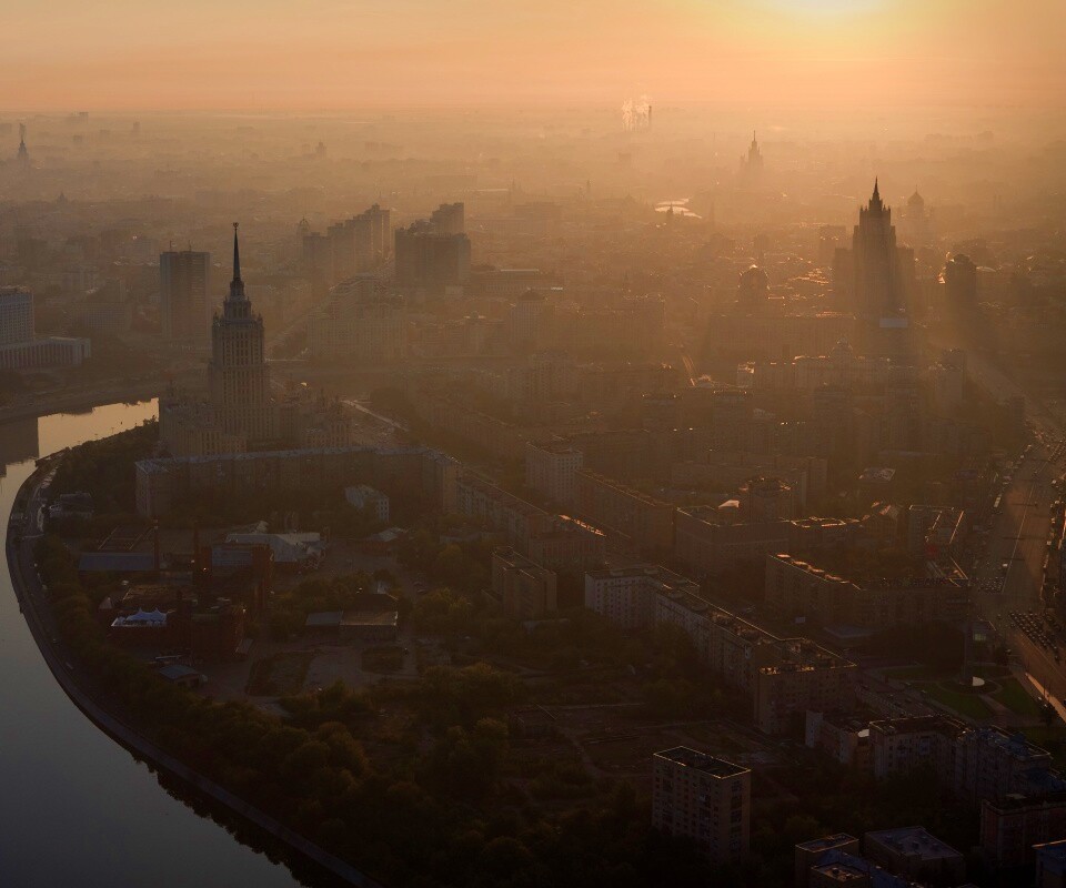 Москва в тумане обои