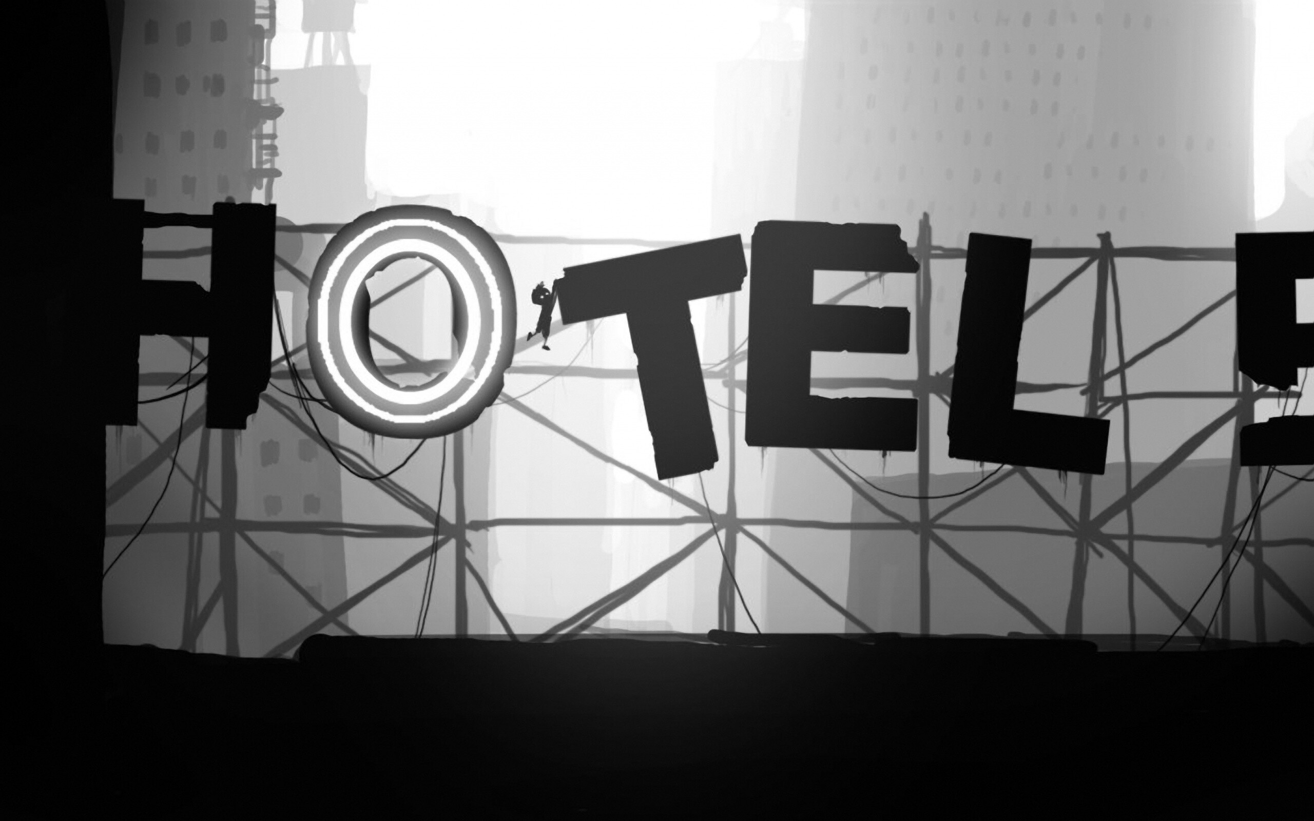 Мальчик из Limbo на вывеске "Hotel" обои