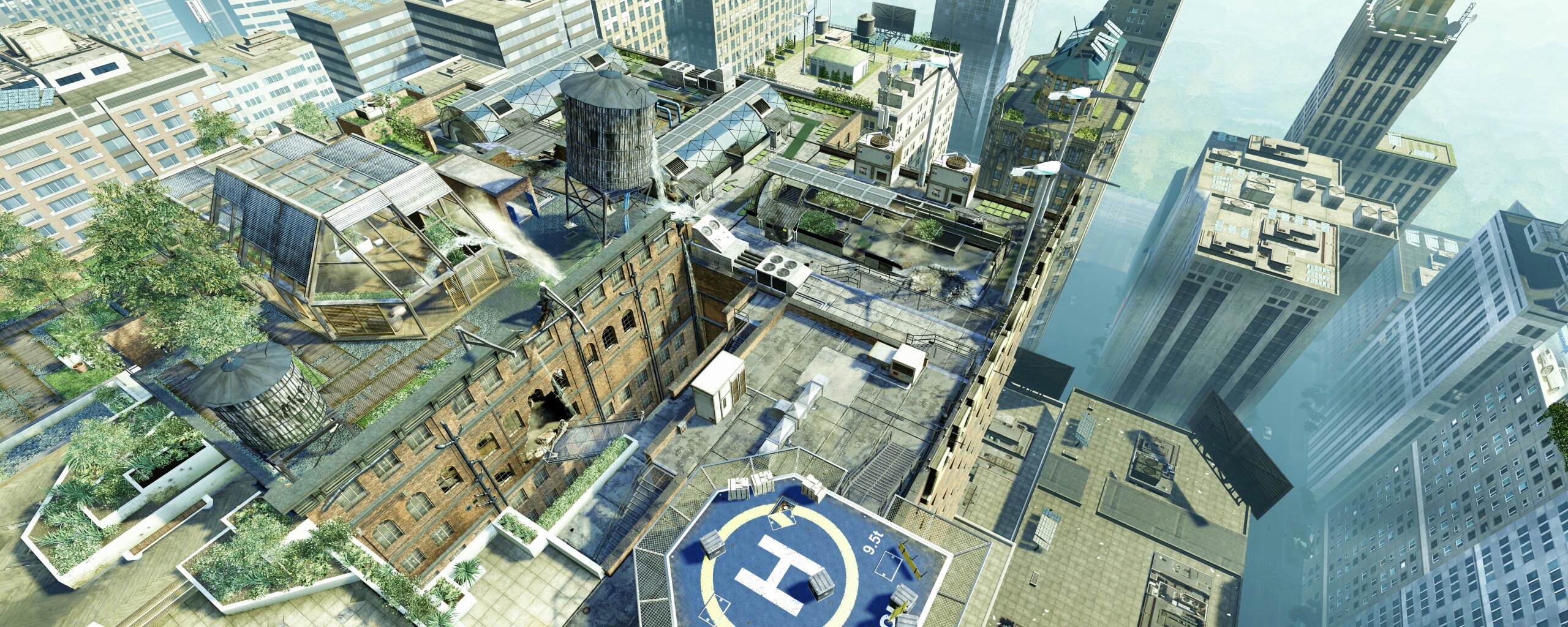 Вид сверху на карту уровня из Crysis 2 обои