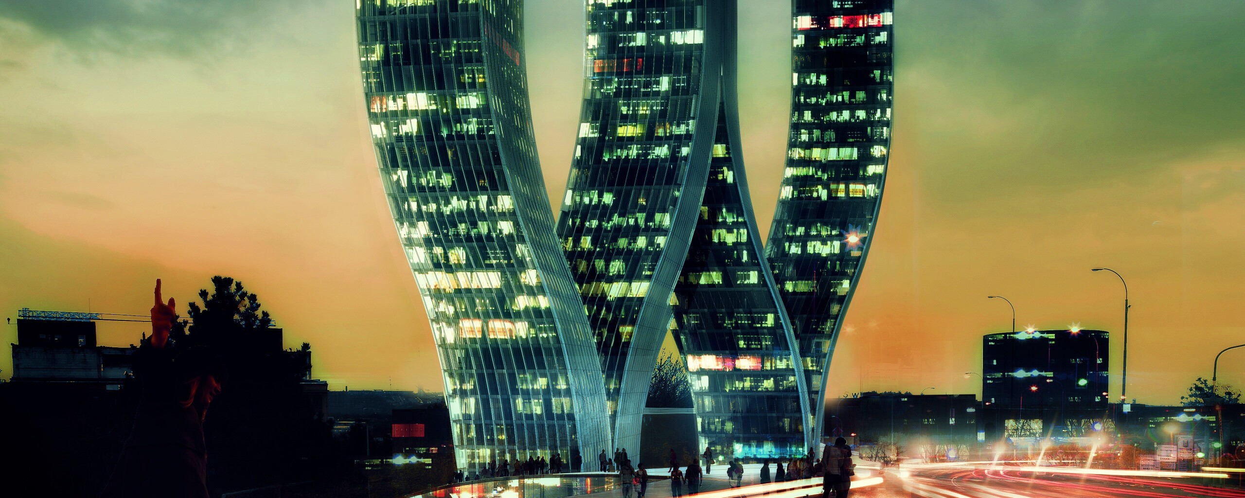 Здание в форме буквы W обои