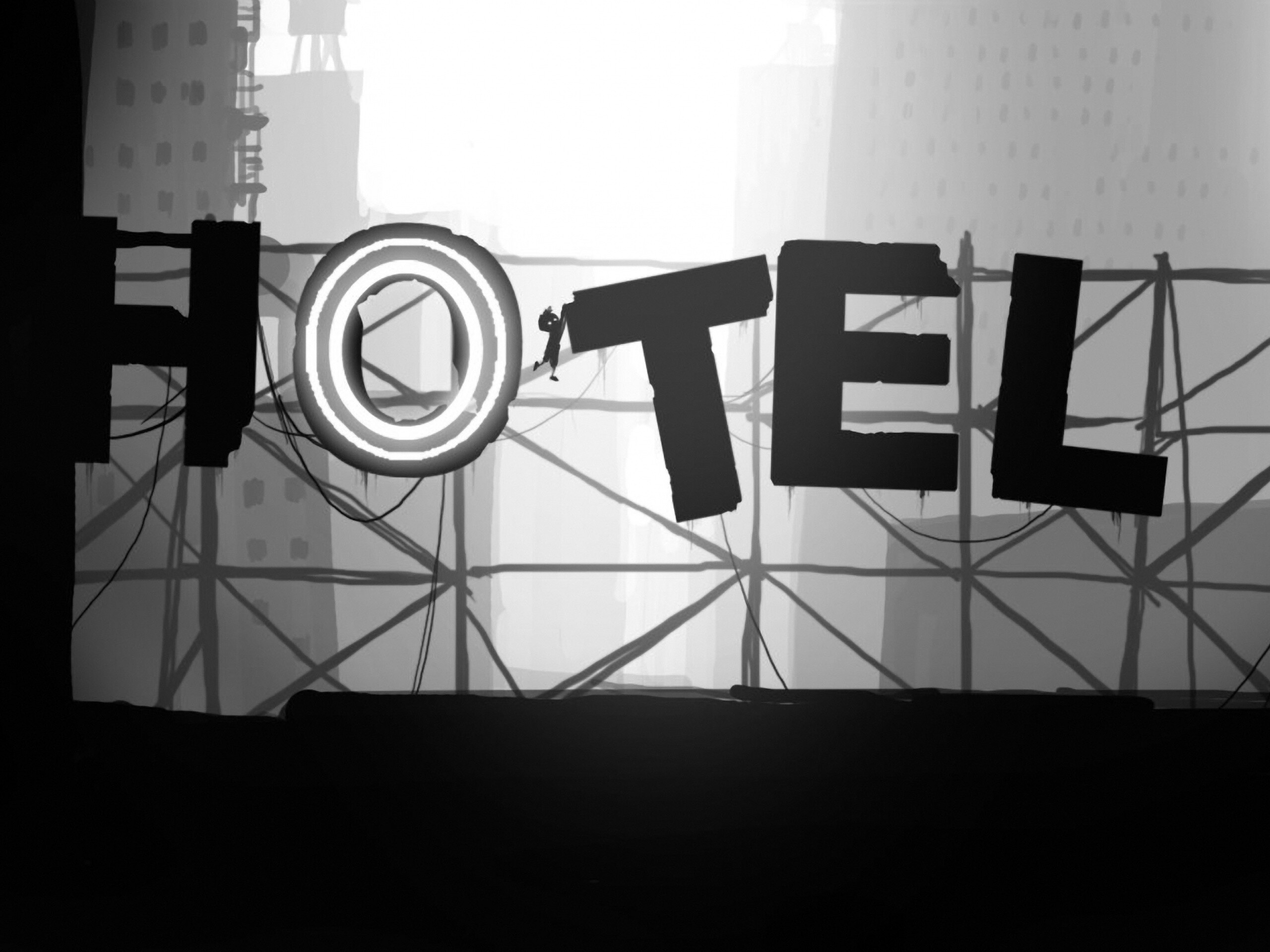 Мальчик из Limbo на вывеске "Hotel" обои
