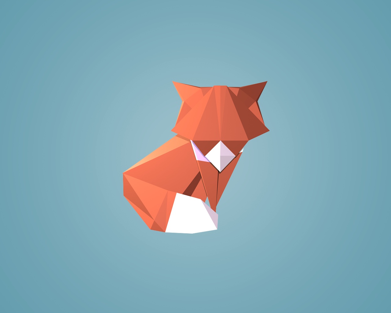 Origami fox обои