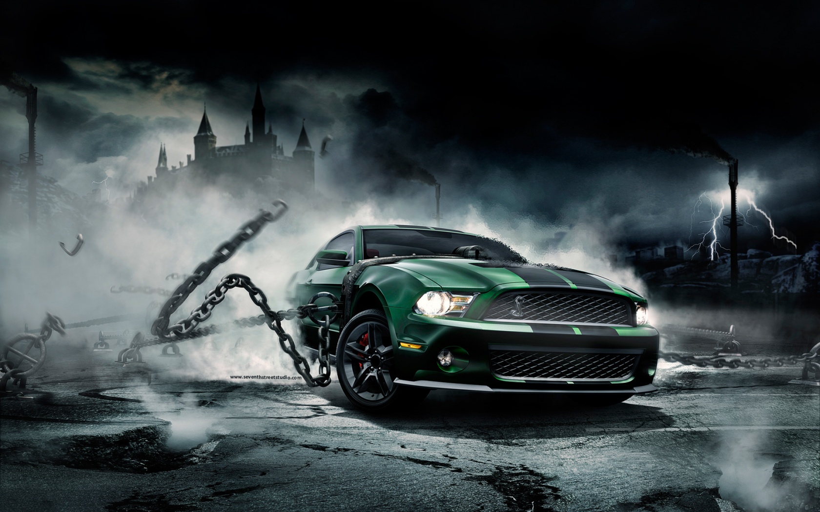 Ford Mustang рвёт цепи обои