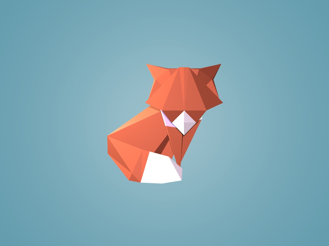 Origami fox обои