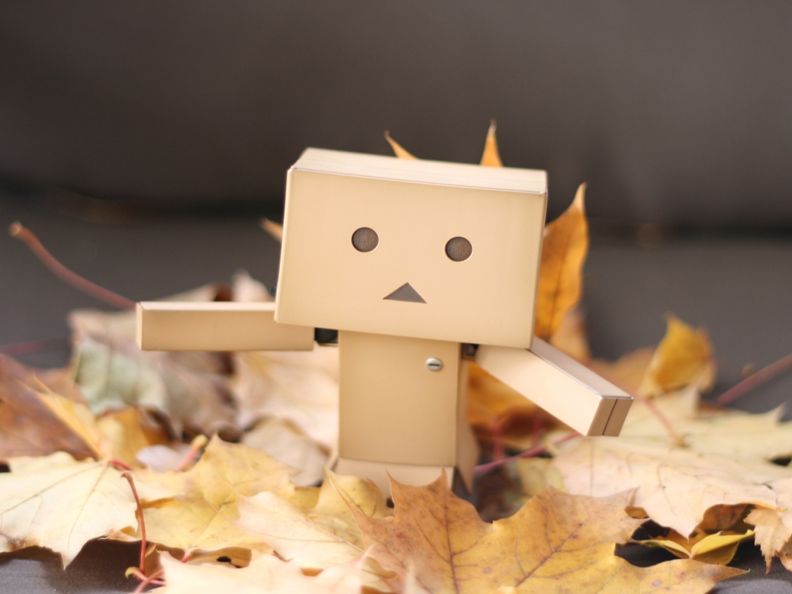  Yotsubato Danbo резвится листьях обои