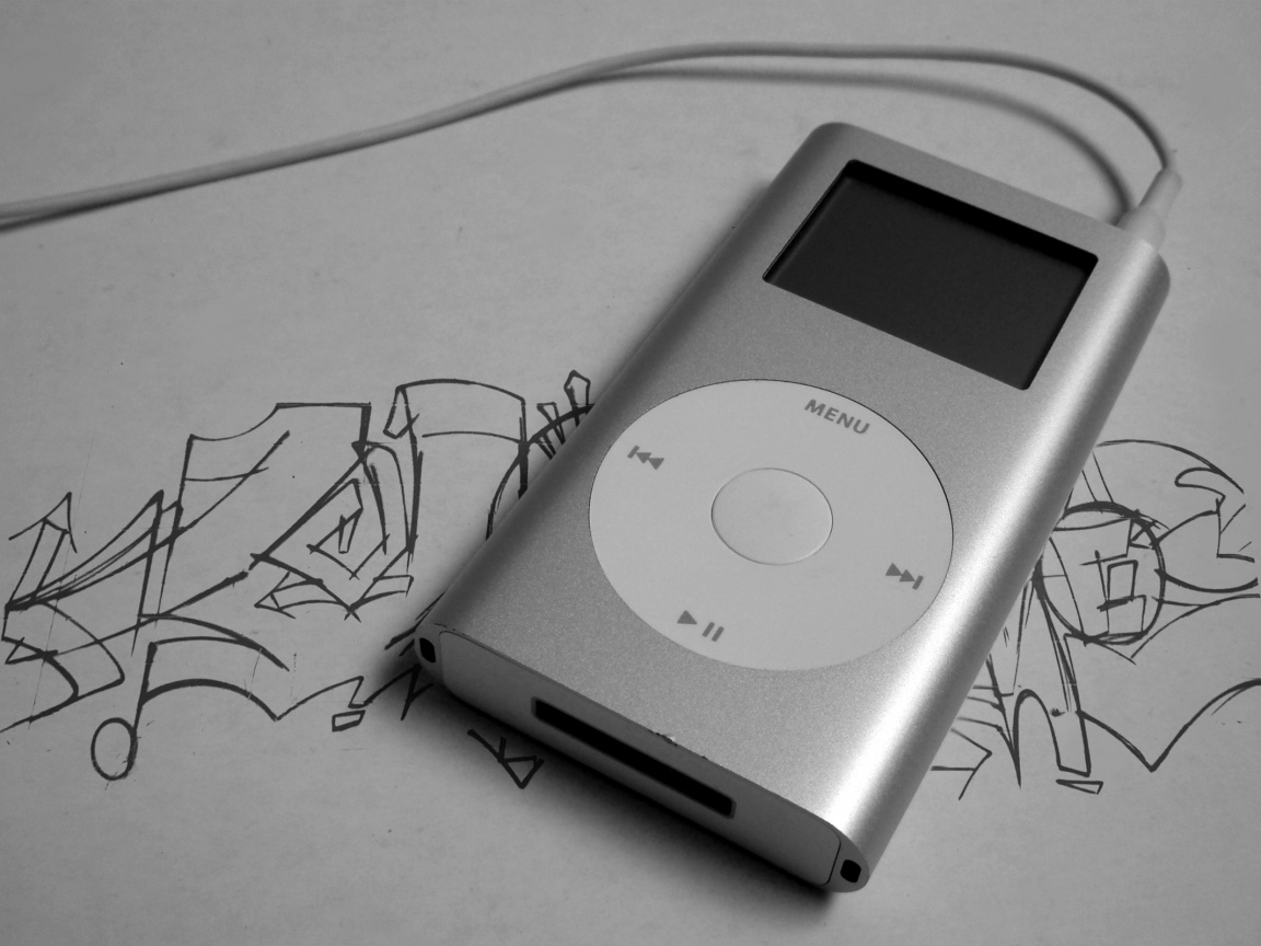 iPod на лиске с граффити обои