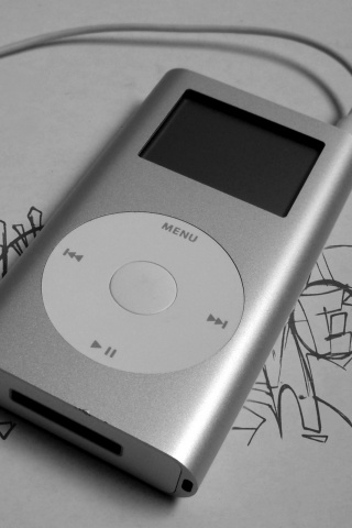 iPod на лиске с граффити обои