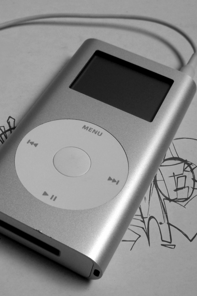 iPod на лиске с граффити обои