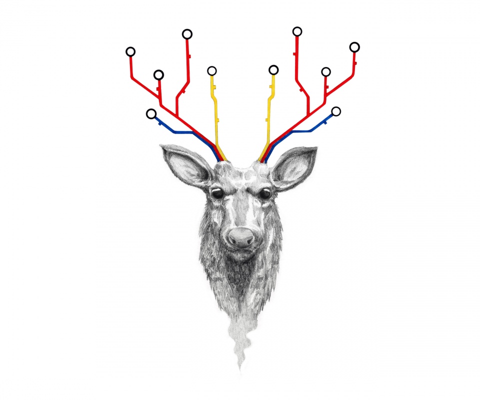 Схематичный олень обои