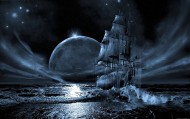 обои Корабль призрак для рабочего стола корабль луна море ночь парусник призрак туман