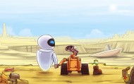 обои WALL-E и Ева для рабочего стола валли ева робот