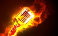 обои On fire! для рабочего стола микрофон огонь