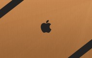 обои Apple на деревянном покрытие для рабочего стола apple логотип яблоко