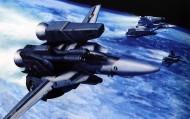 обои Эскадрилия легких космических истребителей для рабочего стола истребитель космический корабль