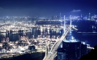 обои Ночная городская жизнь для рабочего стола город жизнь мост ночь огни