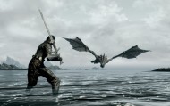 обои Дым над водой для рабочего стола skyrim воин дракон