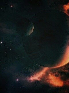 Планета с одним спутником обои