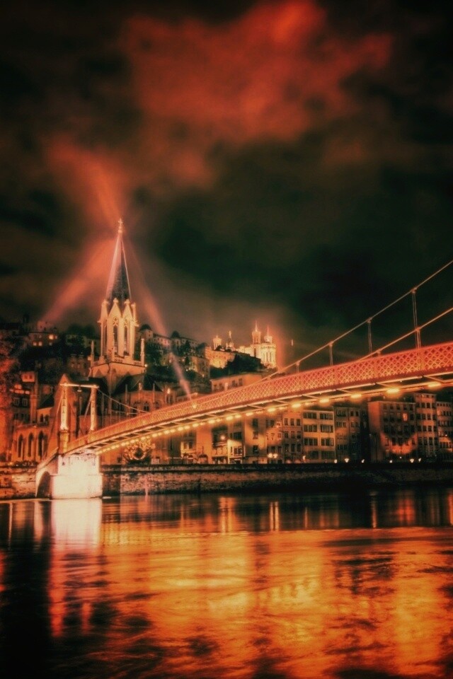 Ночная подсветка моста обои