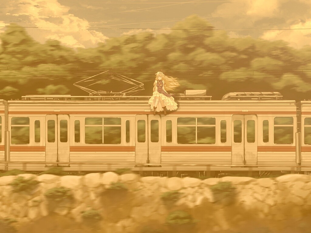 Девушка на крыше поезда обои