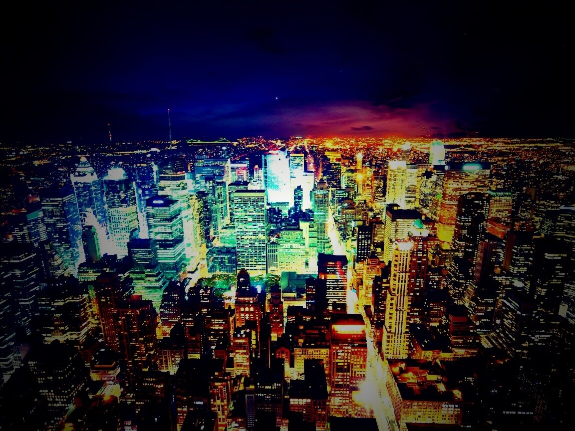 Вид на ночной Нью-Йорк обои