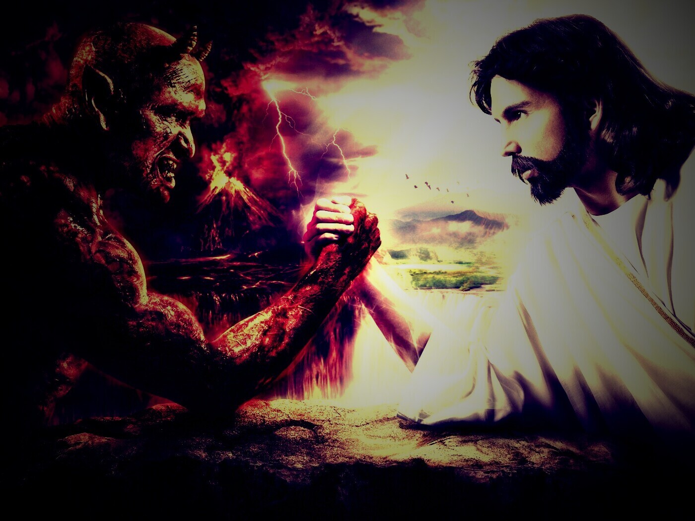 Бог против зла. Иисус против дьявола. Обои Бог против дьявола. Бог и дьявол. Бог против дьявола.