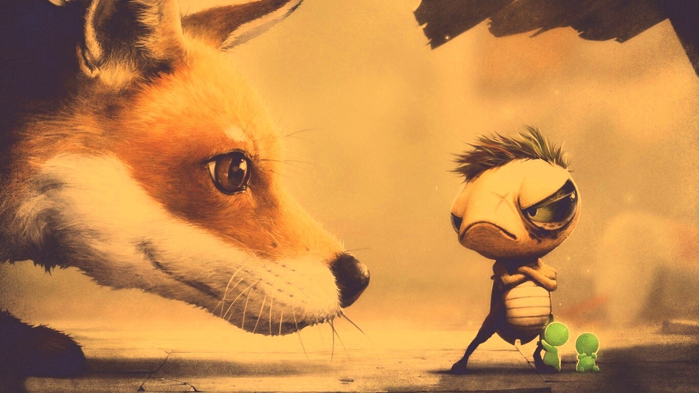 Лиса и жук обои