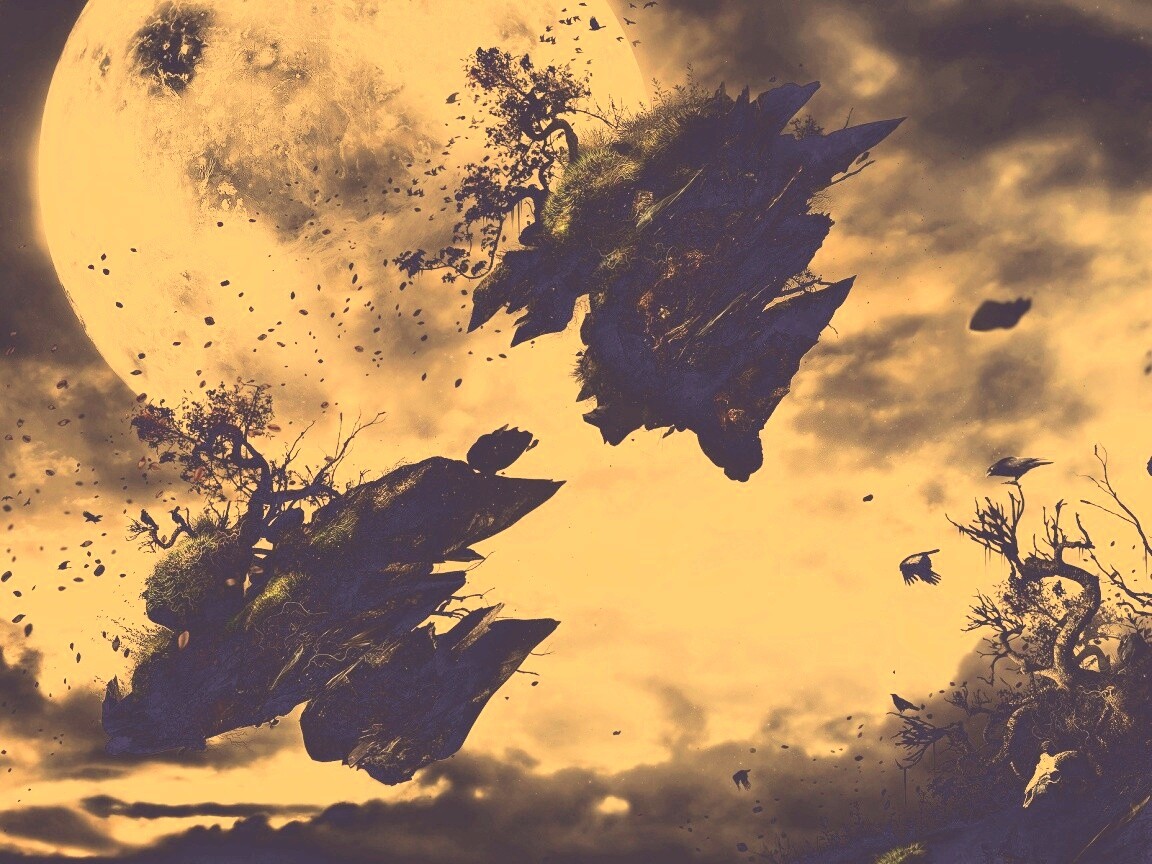 Летящие куски земли обои