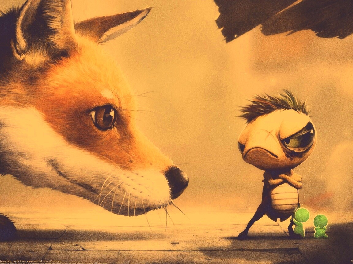 Лиса и жук обои