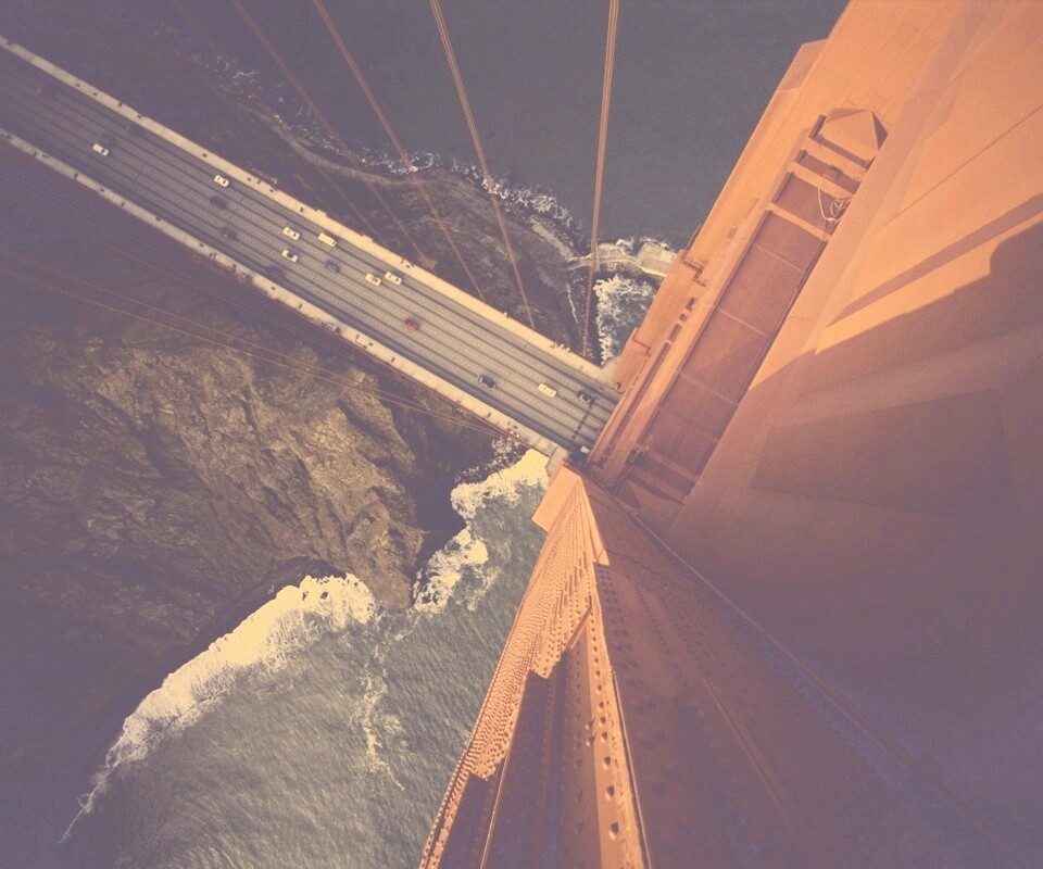 Вид в с пролета моста Золотые Ворота обои