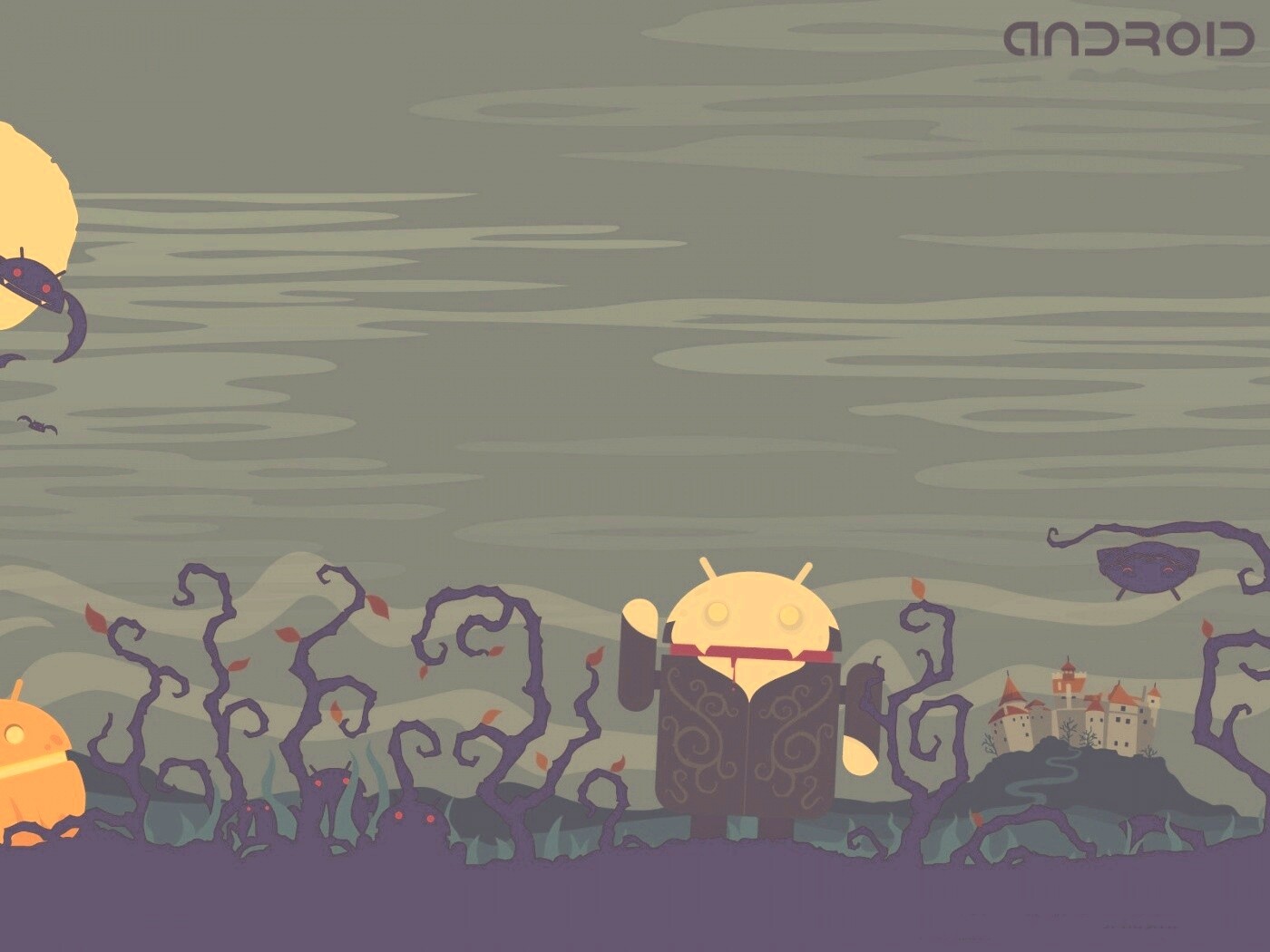 Хэллоуин в стиле Google Android обои