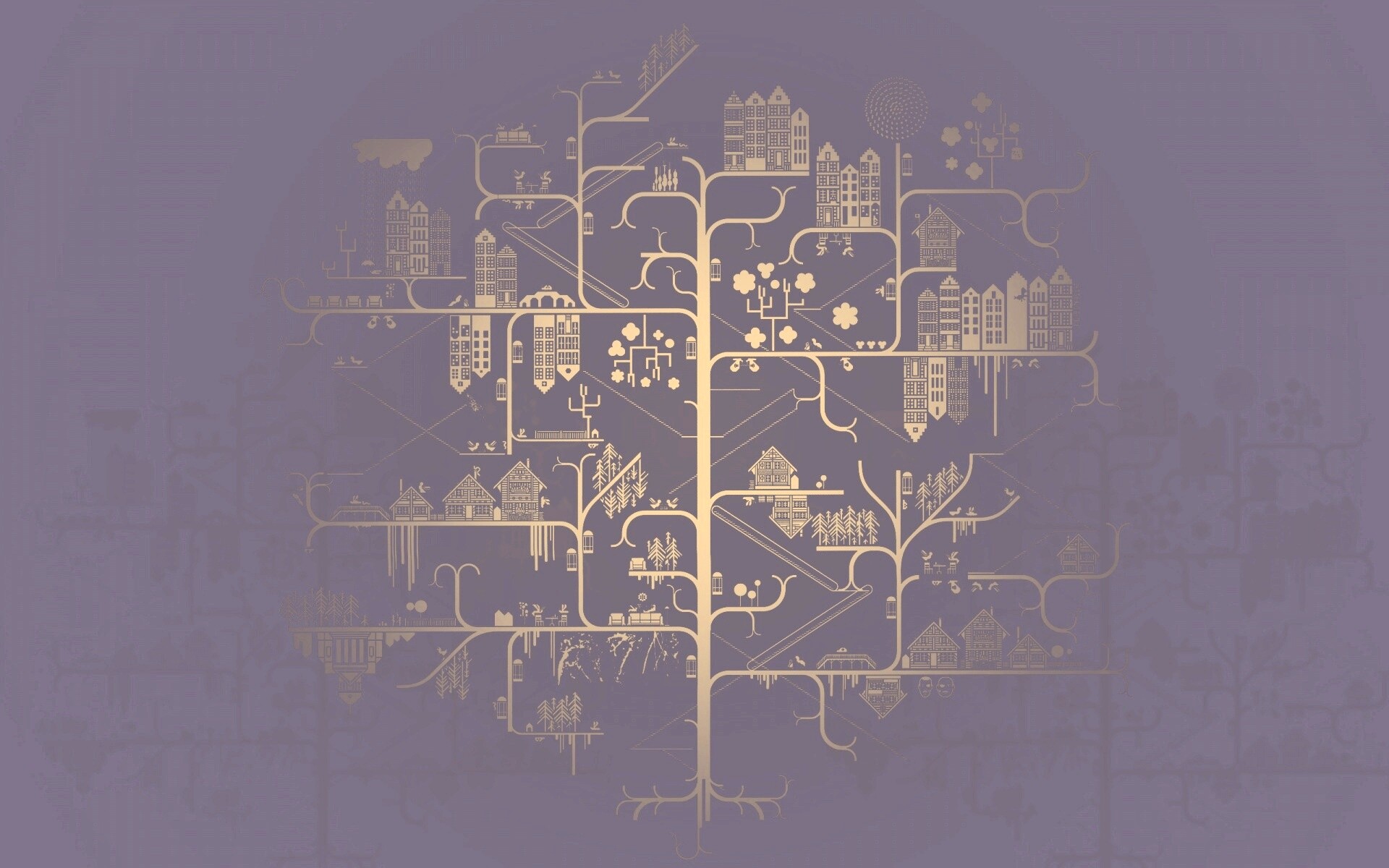 Древовидный город обои