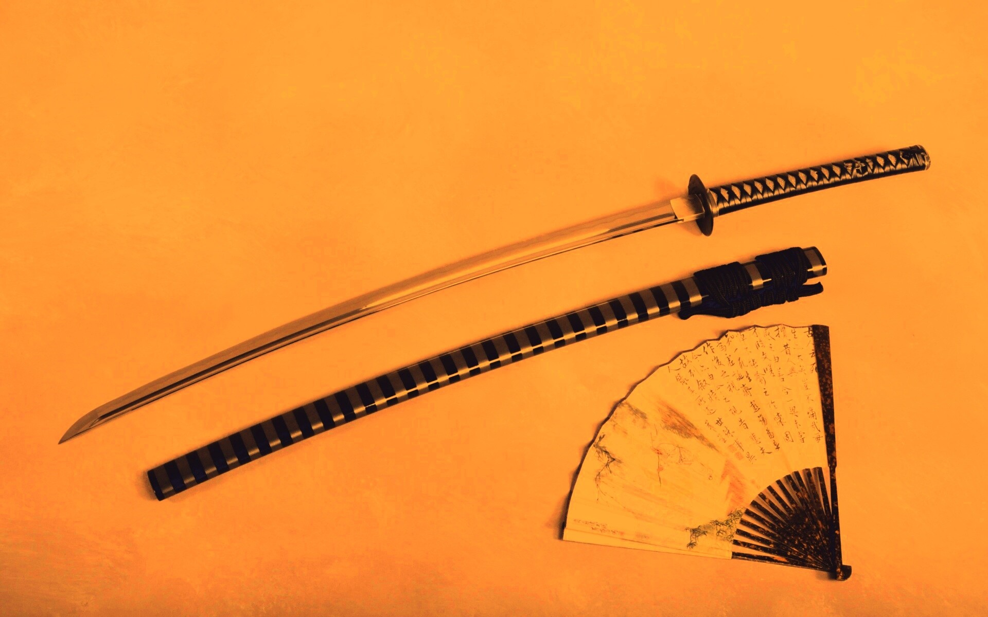 Катана и веер обои