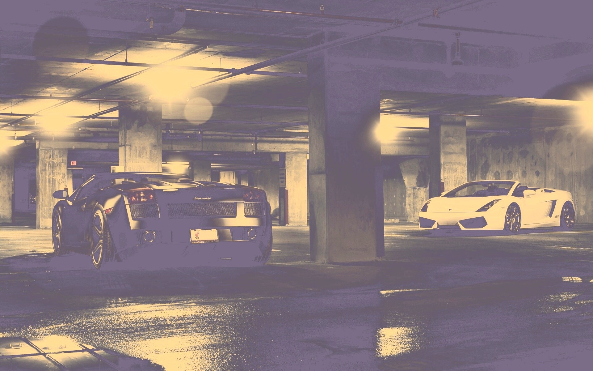 Ламборджини на подземной парковке обои