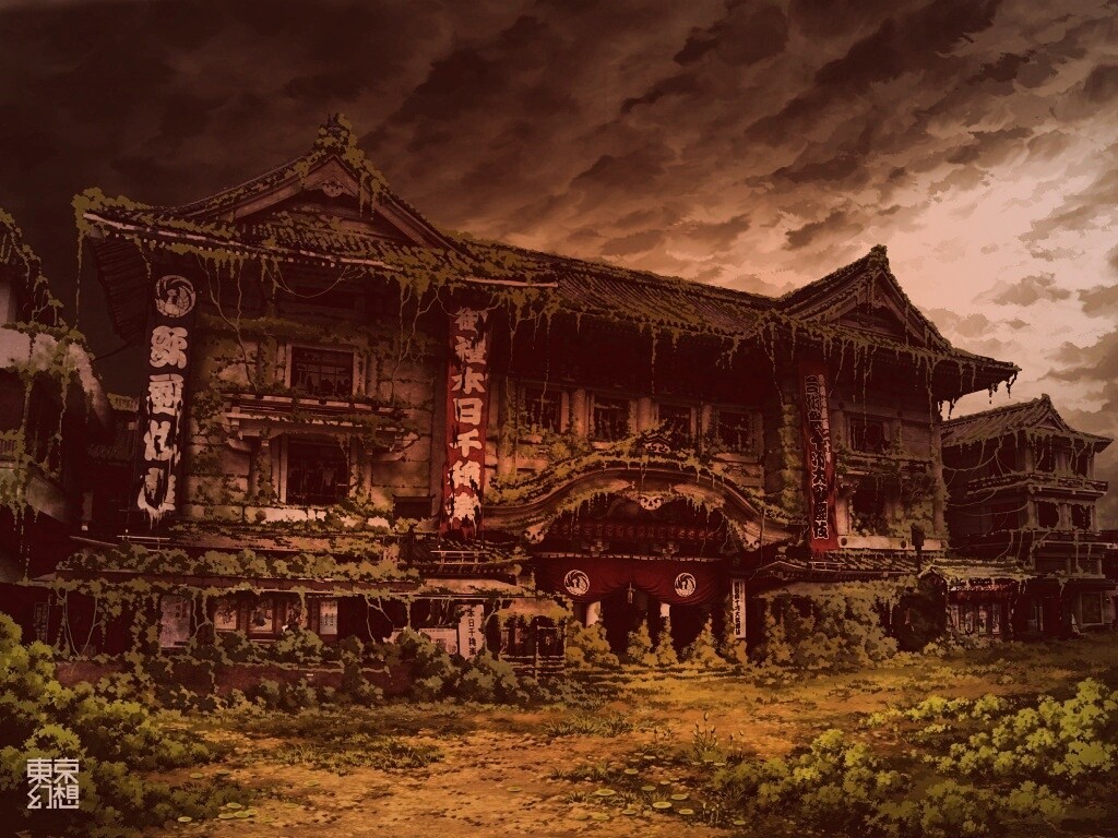 Заброшенное японское здание обои