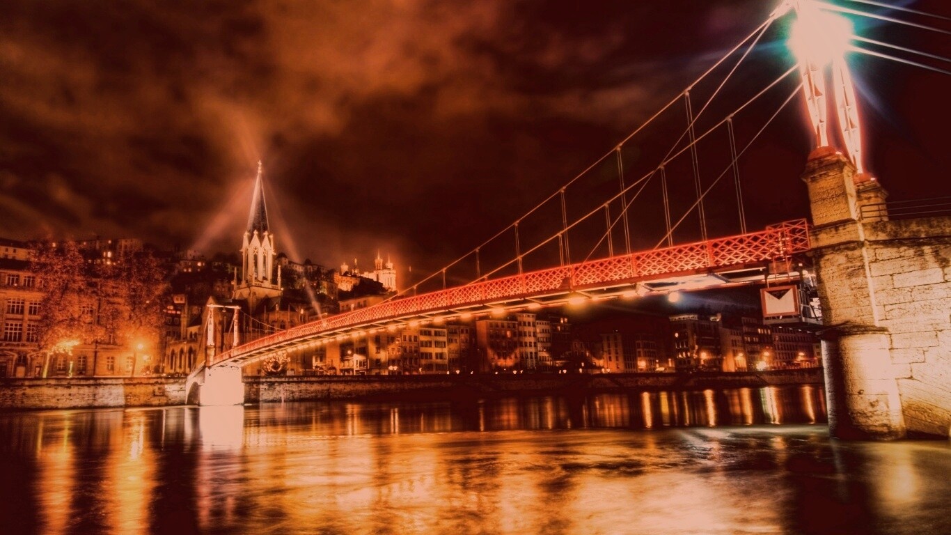 Ночная подсветка моста обои