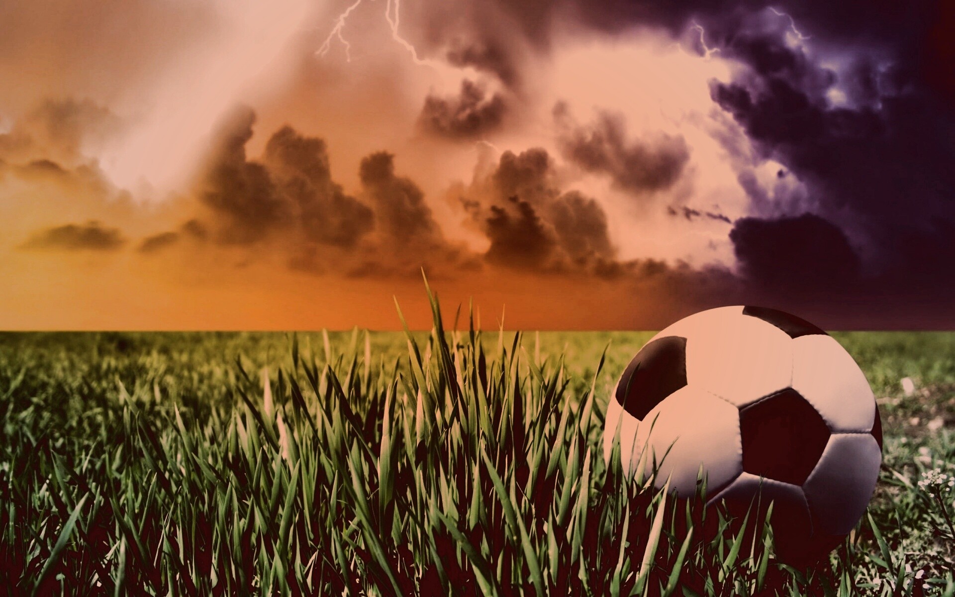 Футбольный мяч на газоне обои
