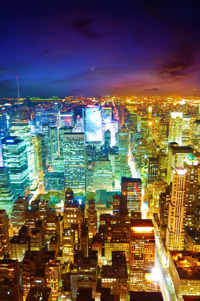 Вид на ночной Нью-Йорк обои