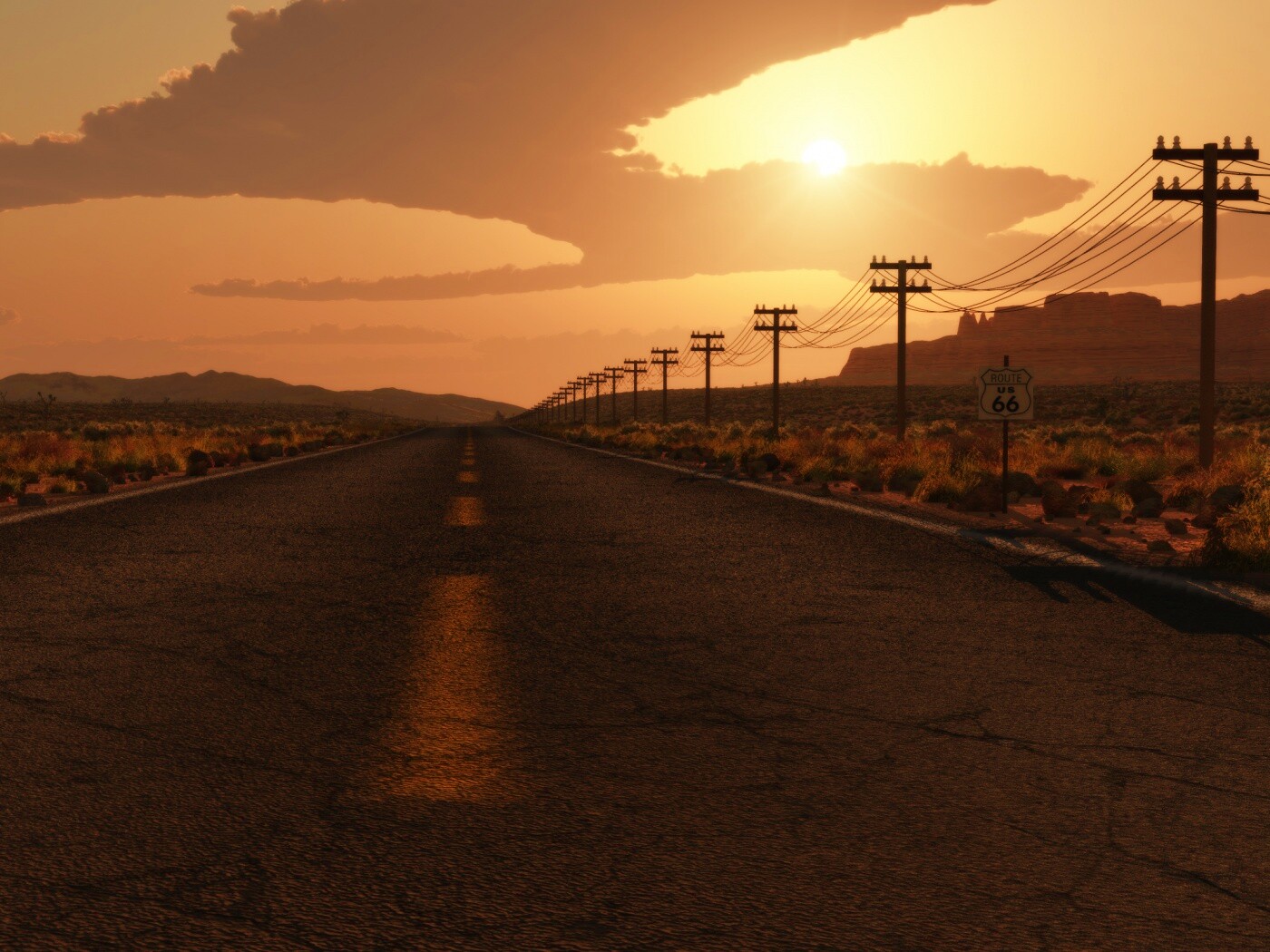 Дорога в пустыне обои